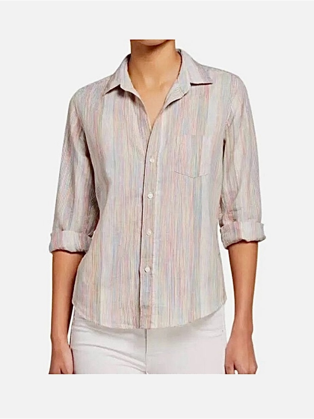 Frank & Eileen Barry Rainbow Pinstripe Linen Shirt
